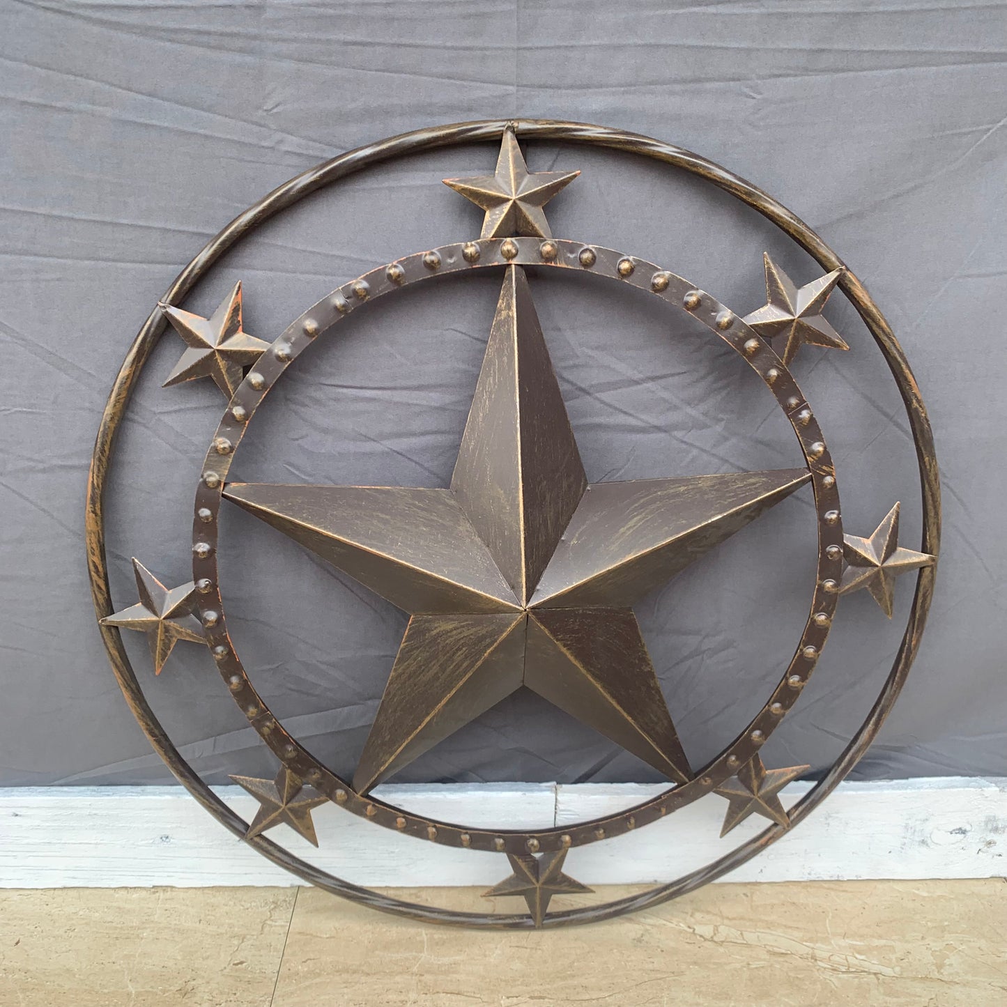 24" MULTI STAR BEADED COLIBROX BARN STAR METAL LONESTAR WESTERN HOME DECOR HANDMADE RUSTIC DARK BRONZE NEW