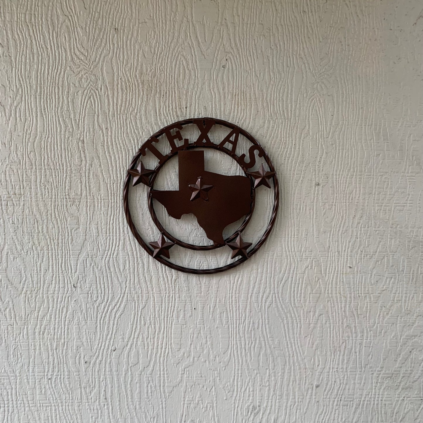 12" STATE OF TEXAS MAP RUSTIC BRONZE TWISTED RING METAL SIGN WESTERN HOME DECOR HANDMADE NEW