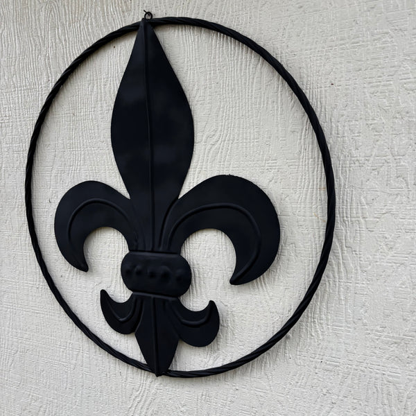 FLEUR DE LIS BLACK FLAT METAL WALL ART SIGN WESTERN HOME DECOR HANDMADE NEW 12",18",24",32"