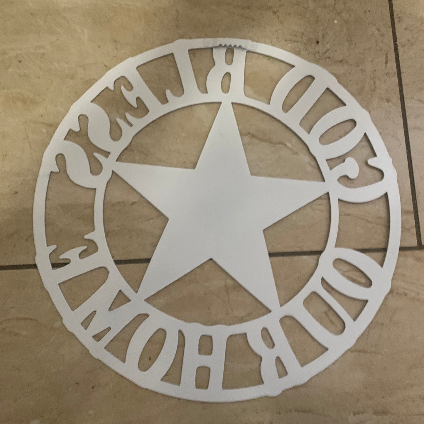 12" GOD BLESS OUR HOME METAL FLAT 2D  STAR SIGN LASERCUT ART WESTERN HOME DECOR HANDMADE NEW #EH11364