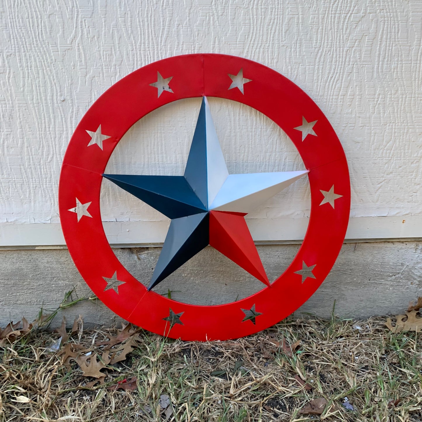 24" WIDE BAND RING BARN STAR METAL LONE STAR 3d WALL ART WESTERN HOME DECOR HANDMADE NEW #EH12758