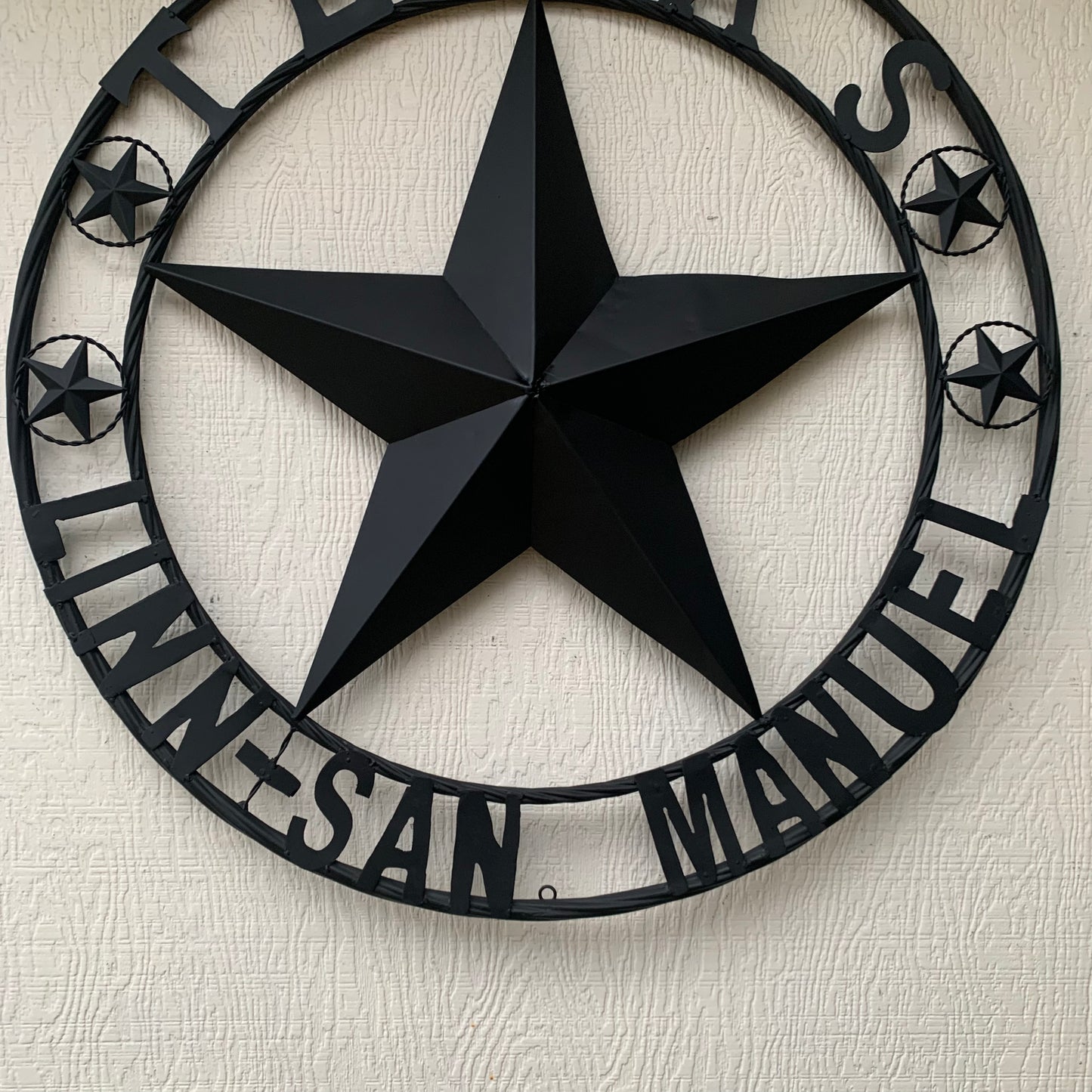 LINN SAN MANUEL STYLE YOUR CUSTOM NAME STAR METAL BARN LONE STAR 3d TWISTED ROPE RING WESTERN HOME DECOR HANDMADE NEW