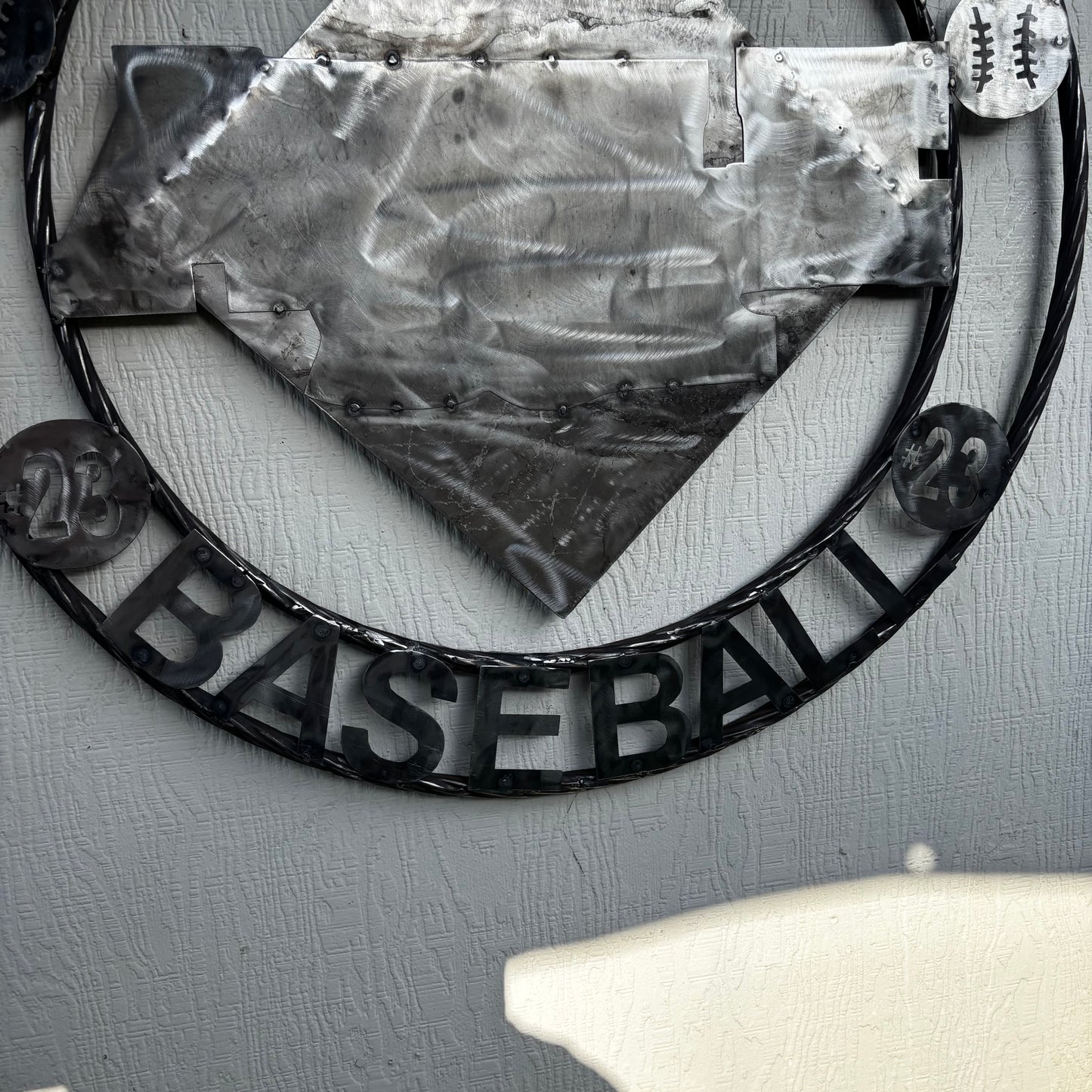 APPLE SOX BASEBALL CUSTOM METAL VINTAGE CRAFT SIGN TEAM NAVY BLUE WHITE RED HANDMADE