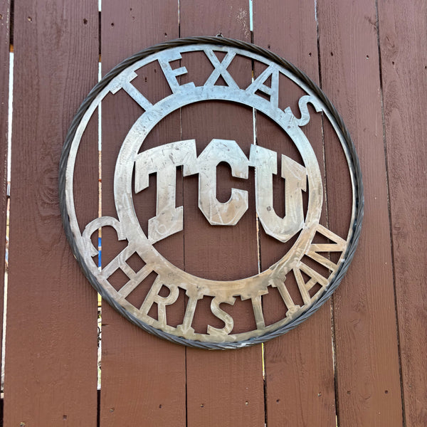 TCU TEXAS CHRISTIAN CUSTOM RAW METAL VINTAGE CRAFT TEAM SIGN UNPAINTED HANDMADE