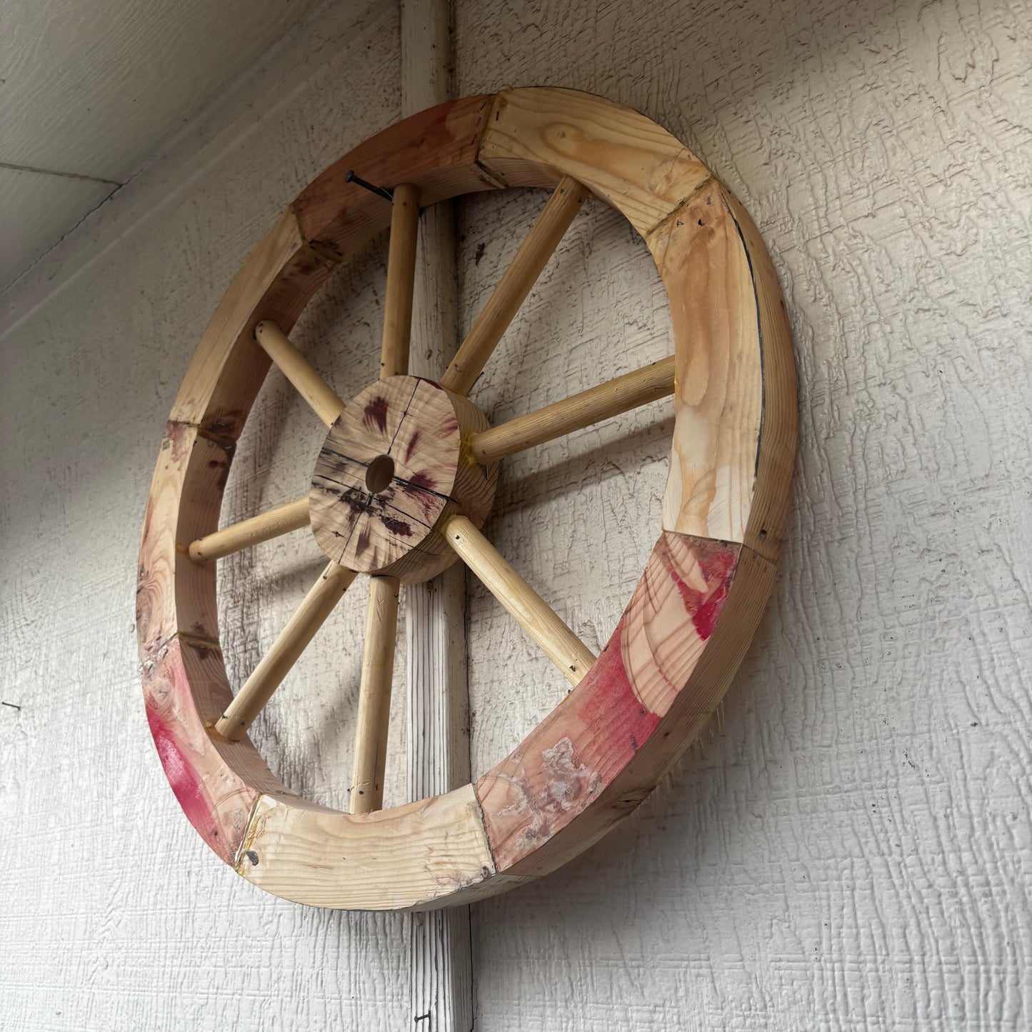 DECORATIVE WAGON WHEEL WOOD WALL ART WESTERN HOME DECOR HANDMADE TEXAS USA
