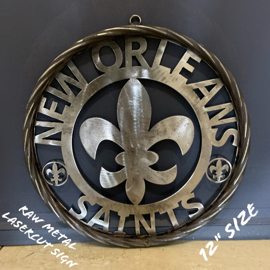 NEW ORLEANS SAINTS CUSTOM RAW METAL CRAFT SIGN WALL ART WESTERN HOME DECOR LASERCUT ART HANDMADE 12",18",24