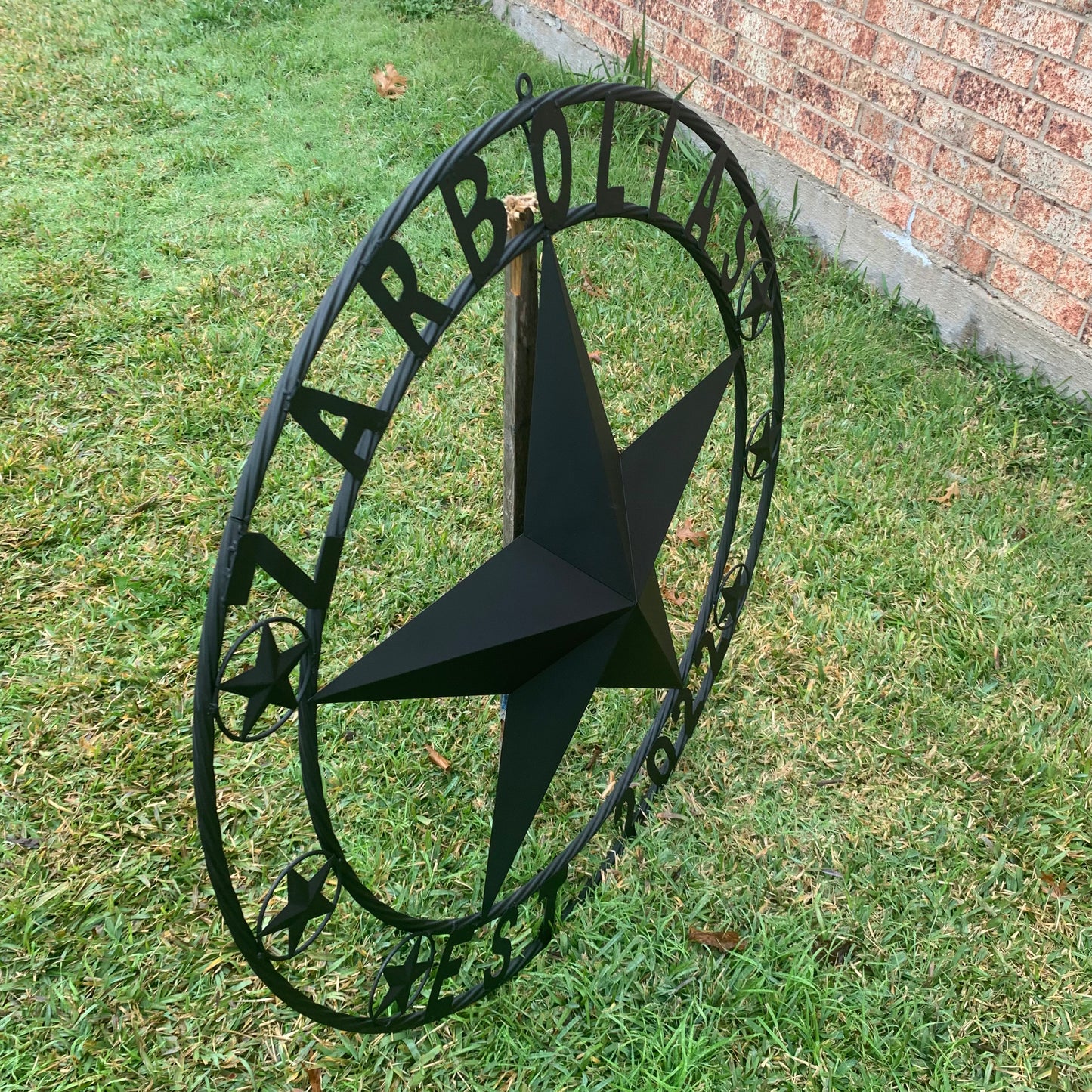 ZARBOLIAS STYLE CUSTOM NAME STAR BARN METAL STAR 3d TWISTED ROPE RING WESTERN HOME DECOR RUSTIC BLACK HANDMADE 24",32",36",50"
