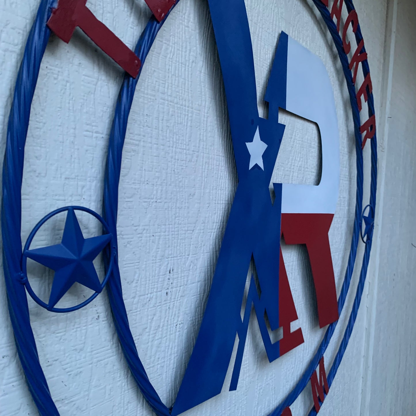 #EH11299 CUSTOM NAME XR ROOFING STYLE SIGN RED,WHITE & BLUE TEXAS FLAG LOGO HANDMADE