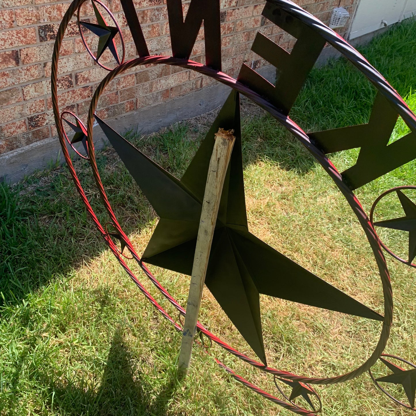 KENT STYLE YOUR CUSTOM STAR METAL NAME RUSTIC BURGUNDY RED CUSTOM 3d STAR METAL NAME BARN STAR TWISTED ROPE RING DESIGN METAL WALL ART HOME DECOR ANY SIZE