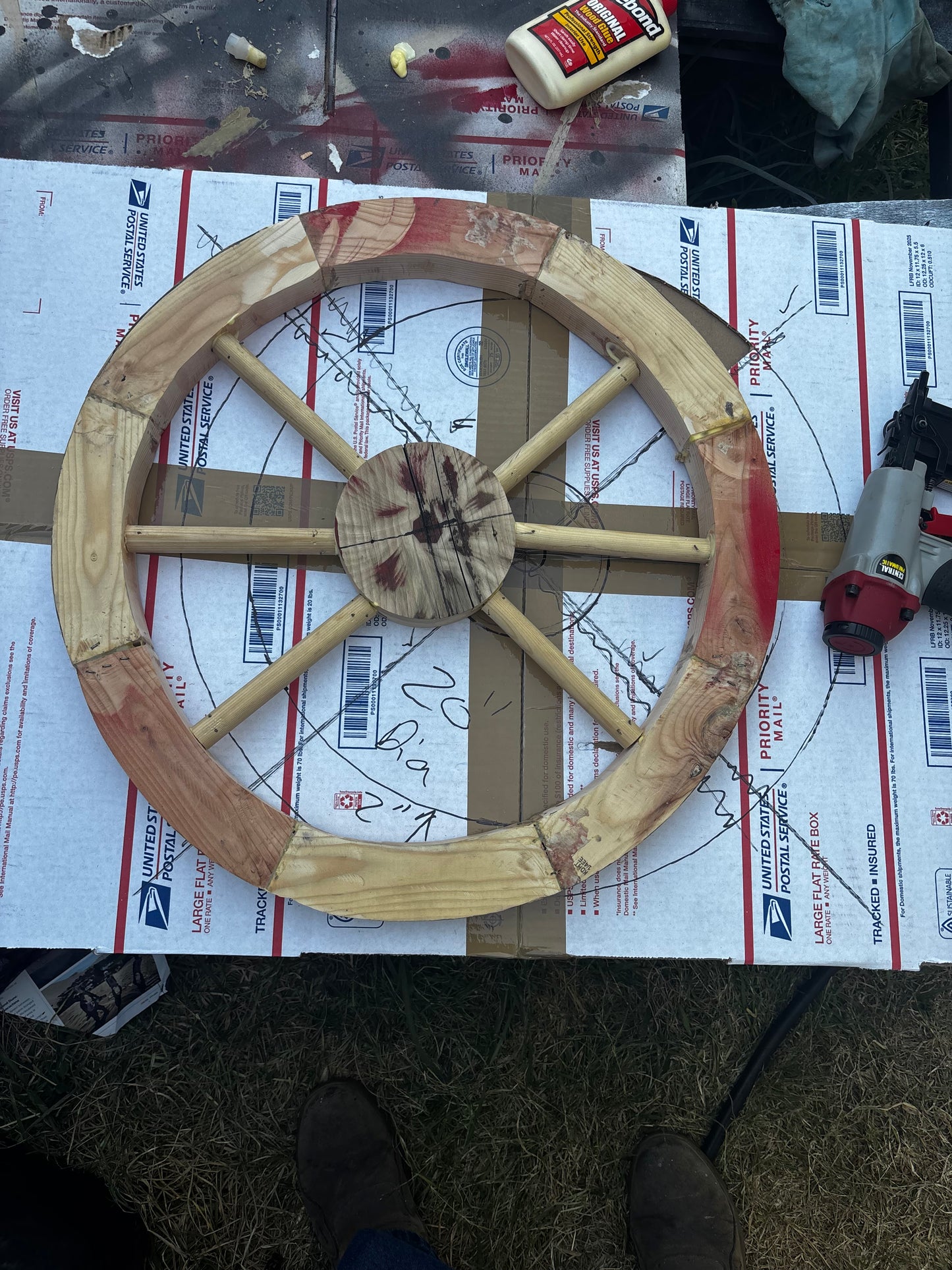 DECORATIVE WAGON WHEEL WOOD WALL ART WESTERN HOME DECOR HANDMADE TEXAS USA