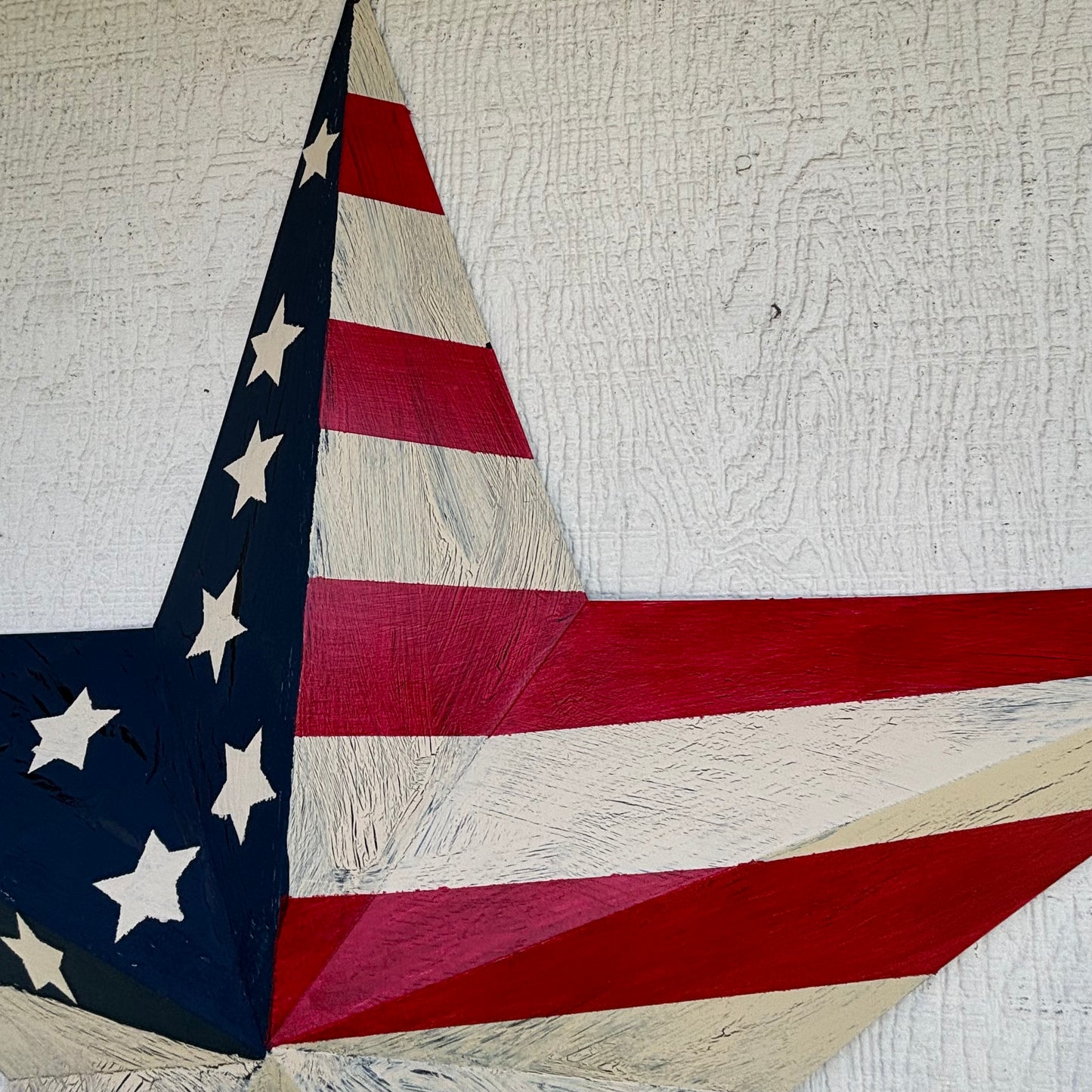 USA FLAG STAR CRACKLE RED IVORY NAVY BLUE METAL BARN STAR METAL WALL ART WESTERN HOME DECOR HANDMADE NEW