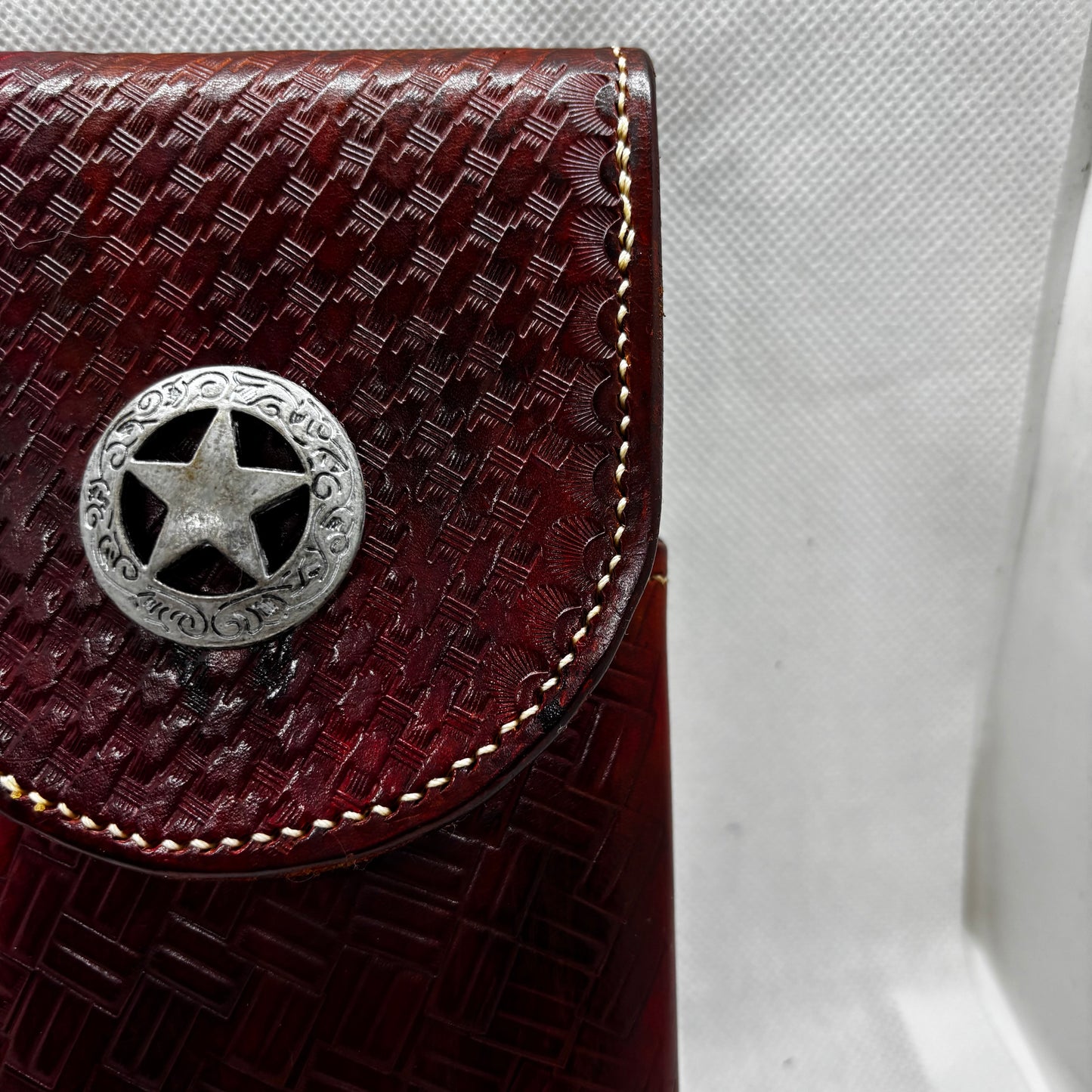 7" LONE STAR LEATHER HOLSTER BROWN STAR POUCH EXTRA LARGE  BELT LOOP CLIP CELL PHONE CASE UNIVERSAL HANDMADE #EH13808
