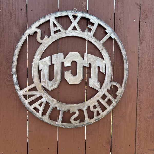 TCU TEXAS CHRISTIAN CUSTOM RAW METAL VINTAGE CRAFT TEAM SIGN UNPAINTED HANDMADE