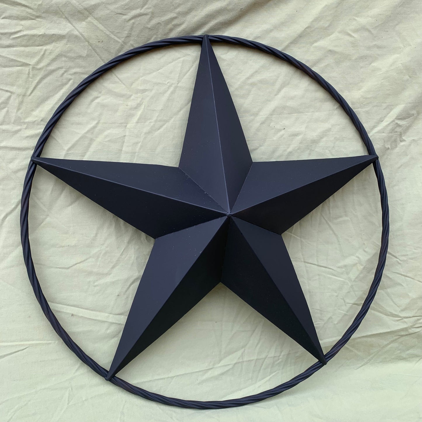 RUSTIC BLACK BARN STAR 3d TWISTED ROPE RING WESTERN HOME DECOR HANDMADE NEW 3" TO 72"-#EH10608