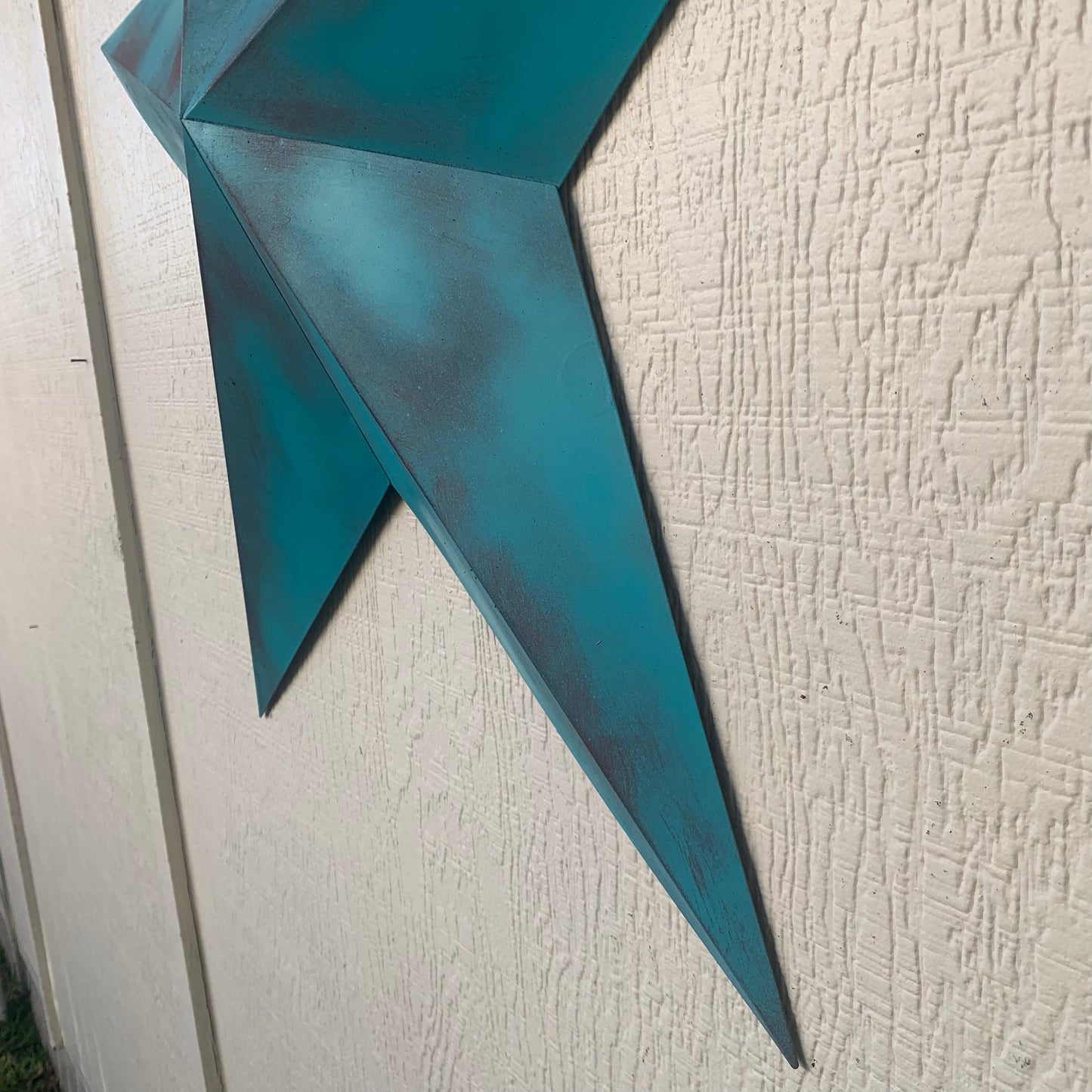 #EH10540 TURQUOISE DISTRESSED TWO TONE BARN STAR METAL ART WESTERN HOME DECOR HANDMADE NEW