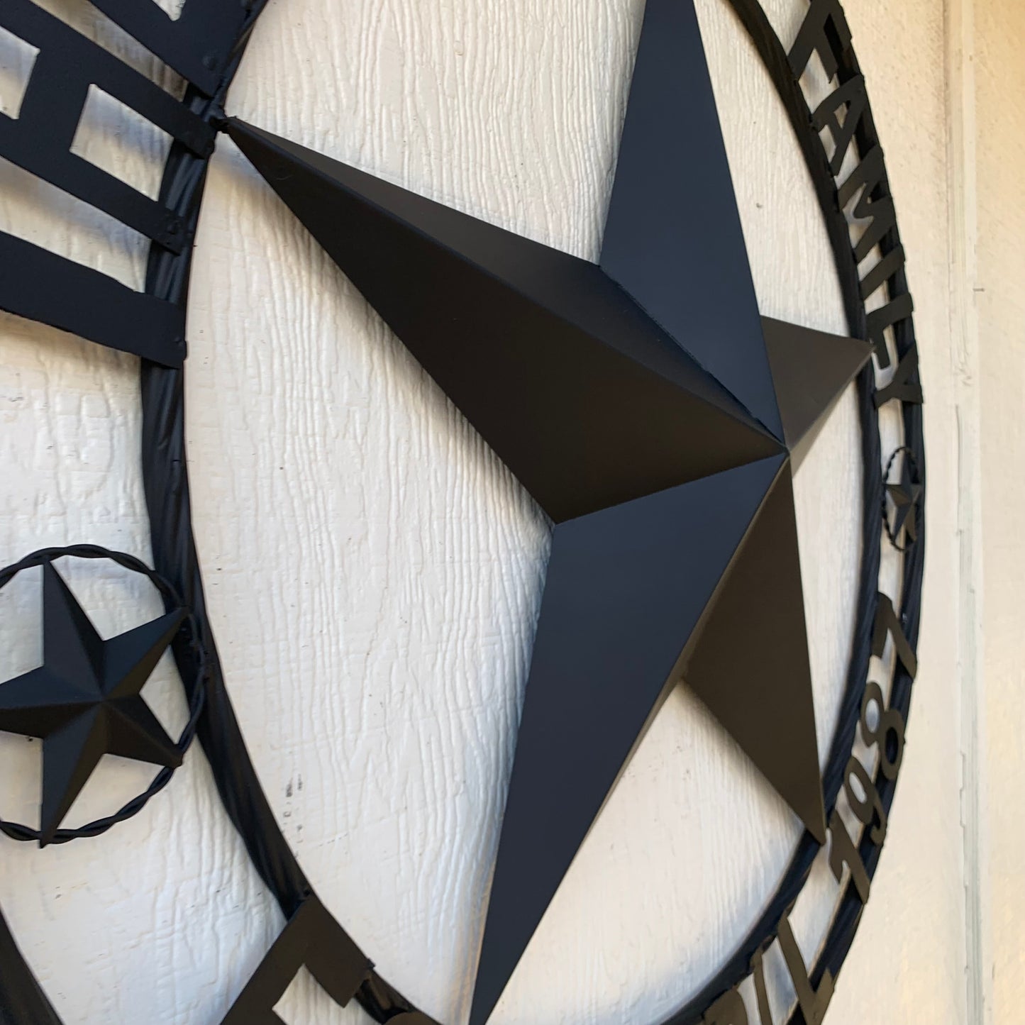 RALSTON FAMILY STYLE CUSTOM NAME STAR BARN METAL STAR 3d TWISTED ROPE RING WESTERN HOME DECOR RUSTIC BLACK HANDMADE 24",32",36",50"