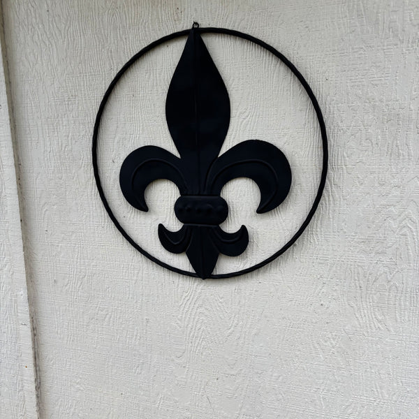 FLEUR DE LIS BLACK FLAT METAL WALL ART SIGN WESTERN HOME DECOR HANDMADE NEW 12",18",24",32"