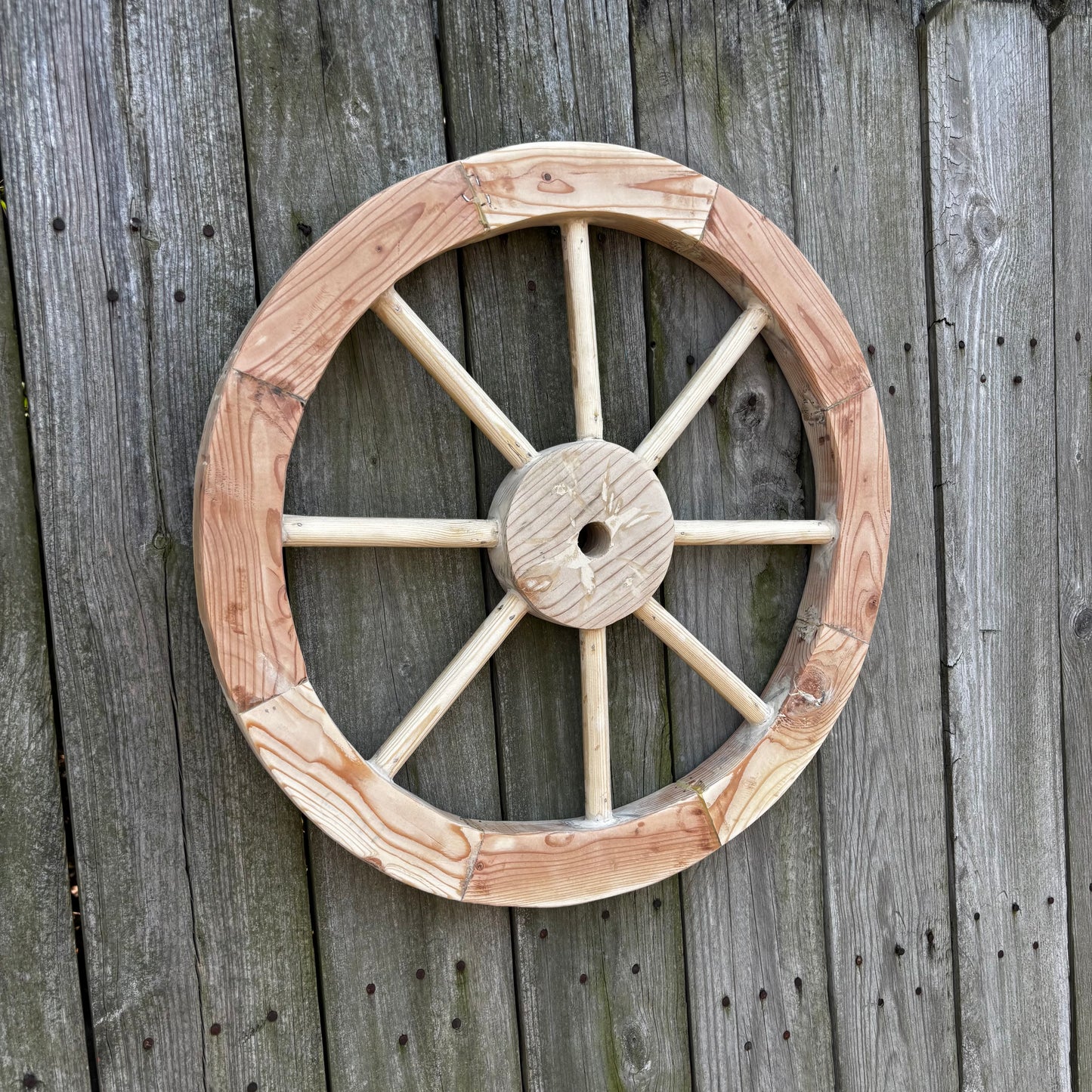 DECORATIVE WAGON WHEEL WOOD WALL ART WESTERN HOME DECOR HANDMADE TEXAS USA