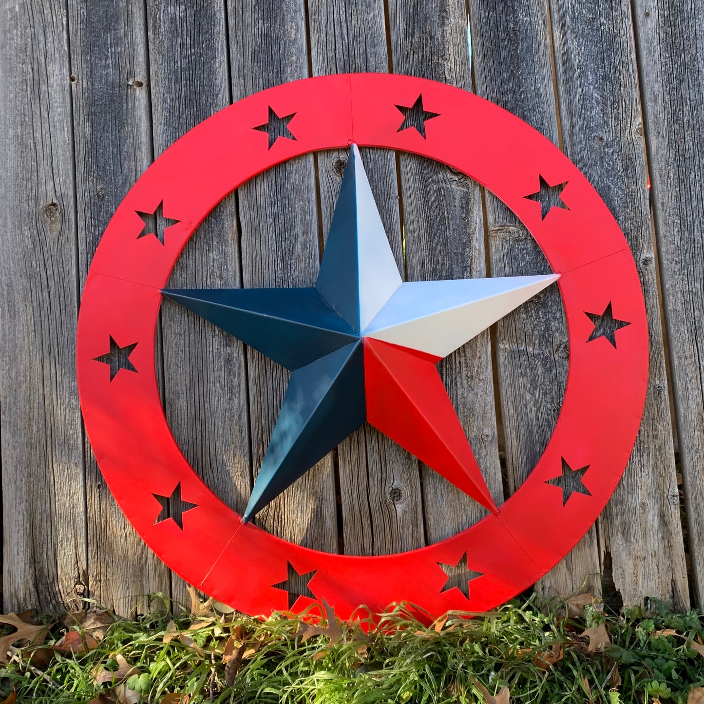 24" WIDE BAND RING BARN STAR METAL LONE STAR 3d WALL ART WESTERN HOME DECOR HANDMADE NEW #EH12758