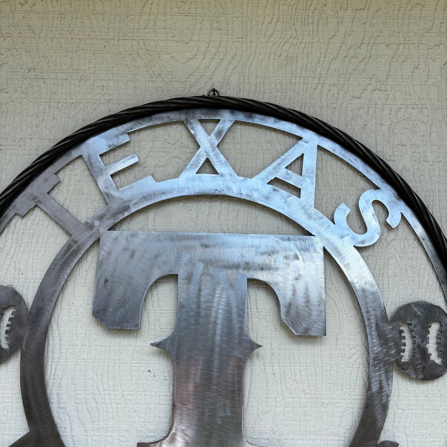 TEXAS RANGERS CUSTOM RAW METAL VINTAGE CRAFT TEAM SIGN TWISTED ROPE RING HANDMADE