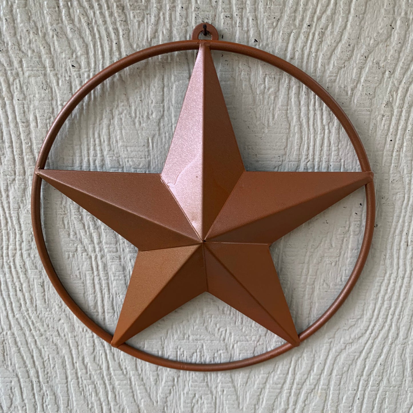 ORANGE COPPER SOLID RING BARN STAR 3",4",6",9",12" METAL LONE STAR WESTERN HOME DECOR HANDMADE-#EH10026