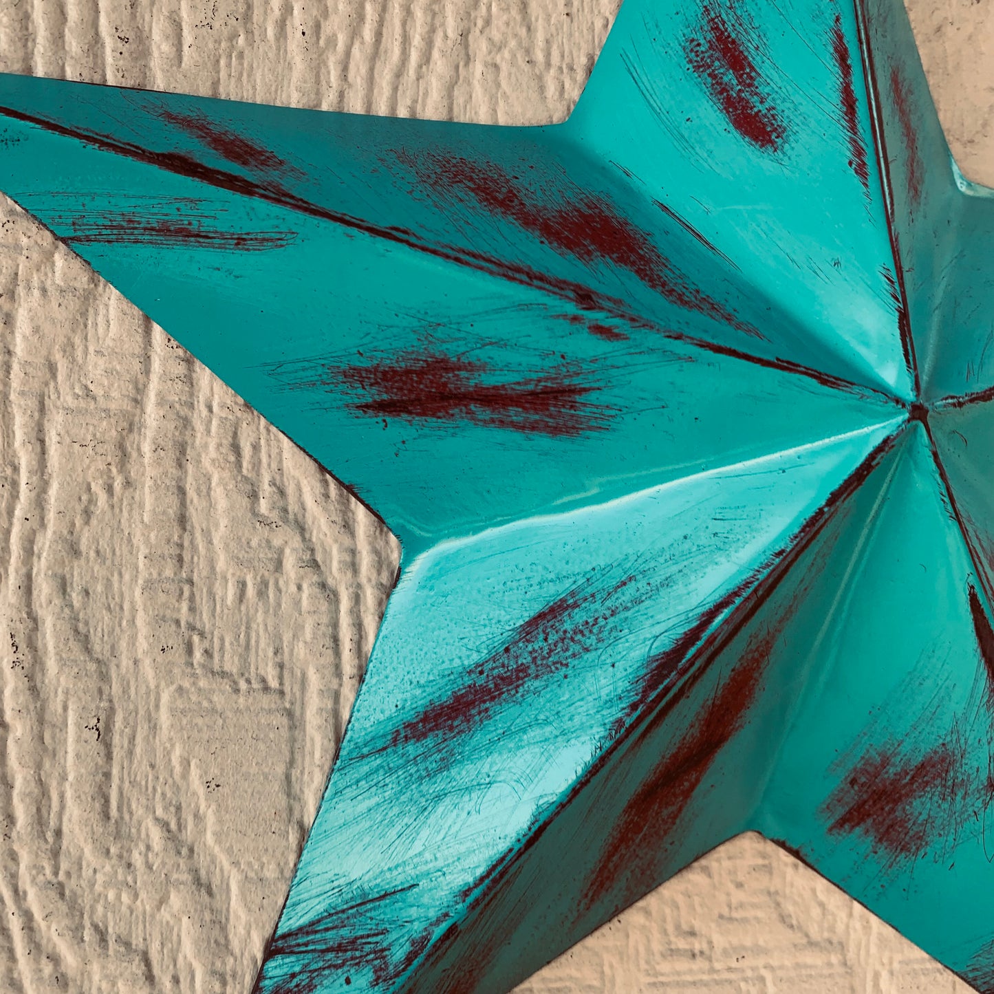 TURQUOISE DISTRESSED TWO TONE BARN STAR METAL ART WESTERN HOME DECOR HANDMADE NEW