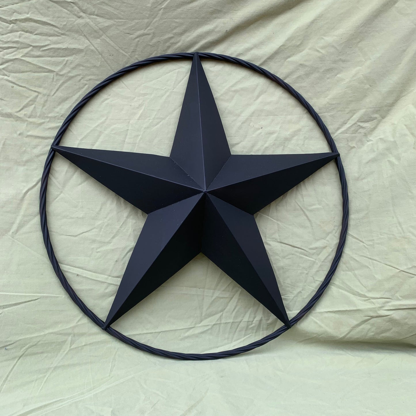 RUSTIC BLACK BARN STAR 3d TWISTED ROPE RING WESTERN HOME DECOR HANDMADE NEW 3" TO 72"-#EH10608