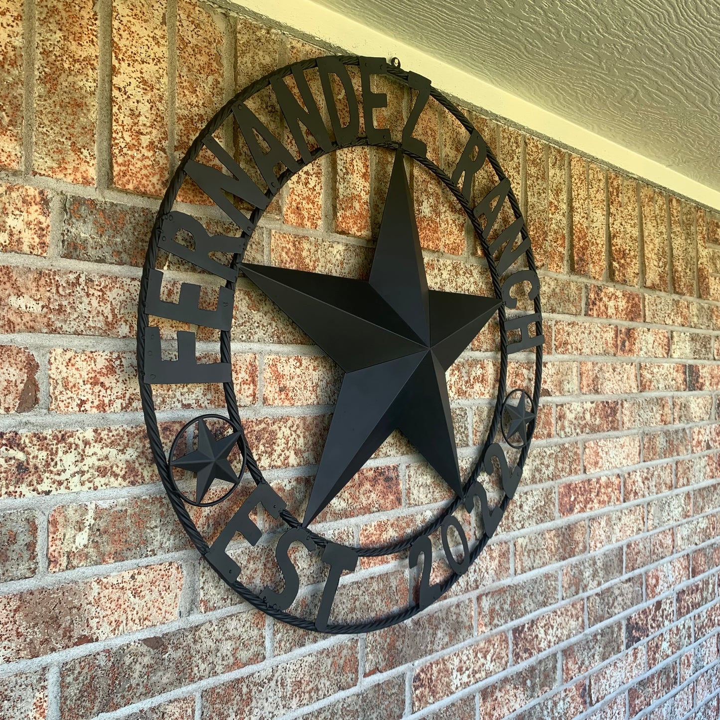 FERNANDEZ RANCH STYLE YOUR CUSTOM NAME STAR BARN STAR METAL LONE STAR WESTERN HOME DECOR RUSTIC BLACK HANDMADE 24",32",36",50"