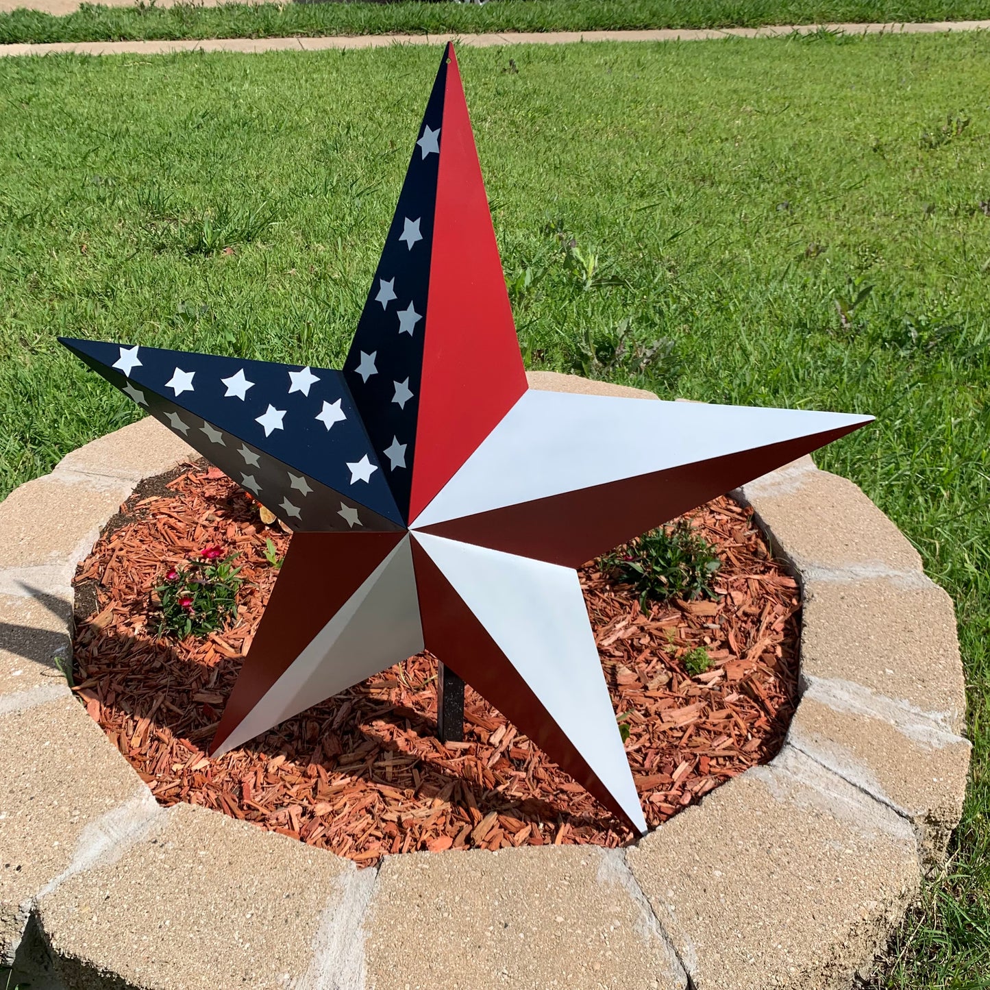 USA FLAG STAR STYLE# 5 RED WHITE & BLUE AMERICANA METAL BARN STAR WALL ART HANDMADE TO ORDER NEW #EH13380