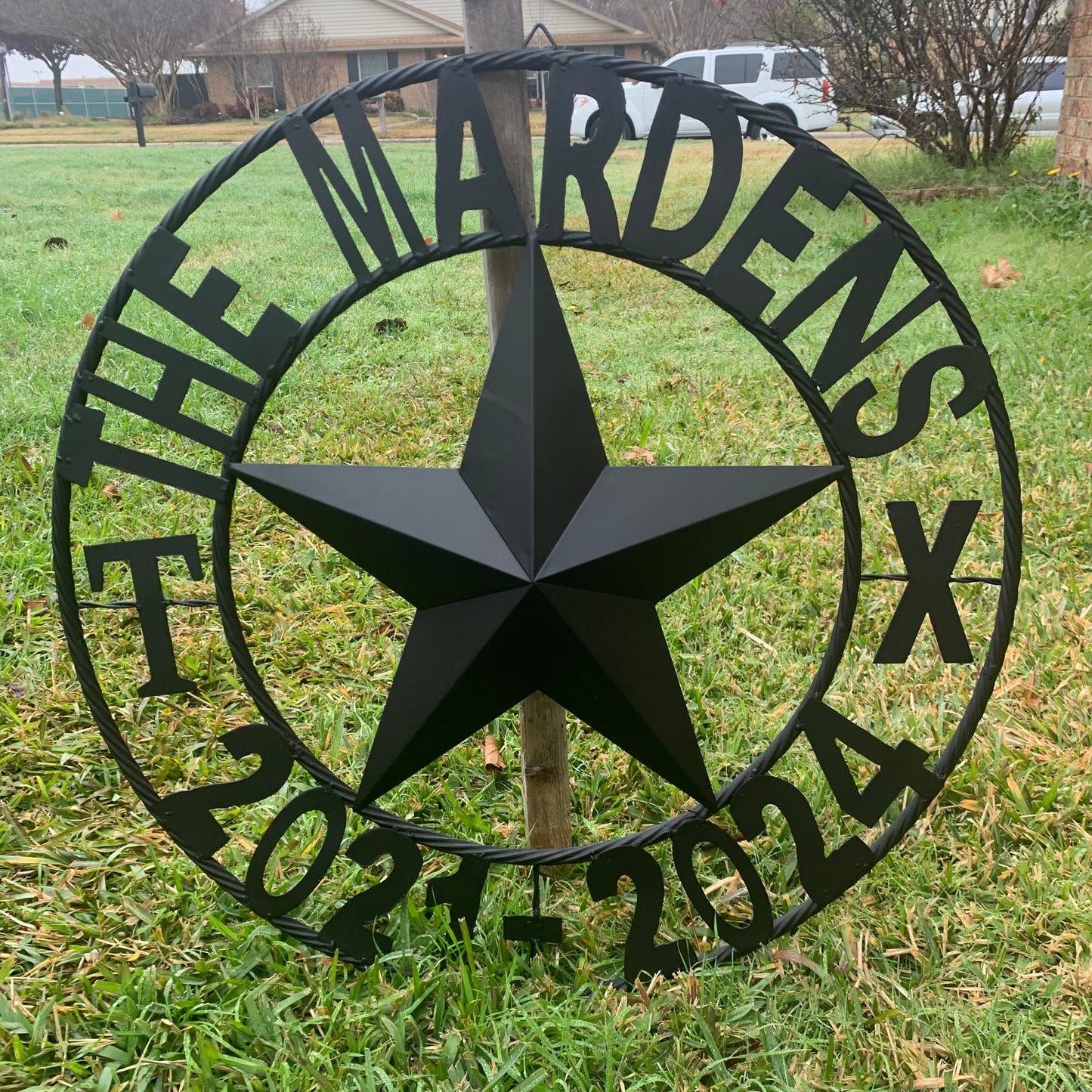 MARDENS STYLE CUSTOM NAME STAR BARN METAL STAR 3d TWISTED ROPE RING WESTERN HOME DECOR RUSTIC BLACK HANDMADE 24",32",36",50"