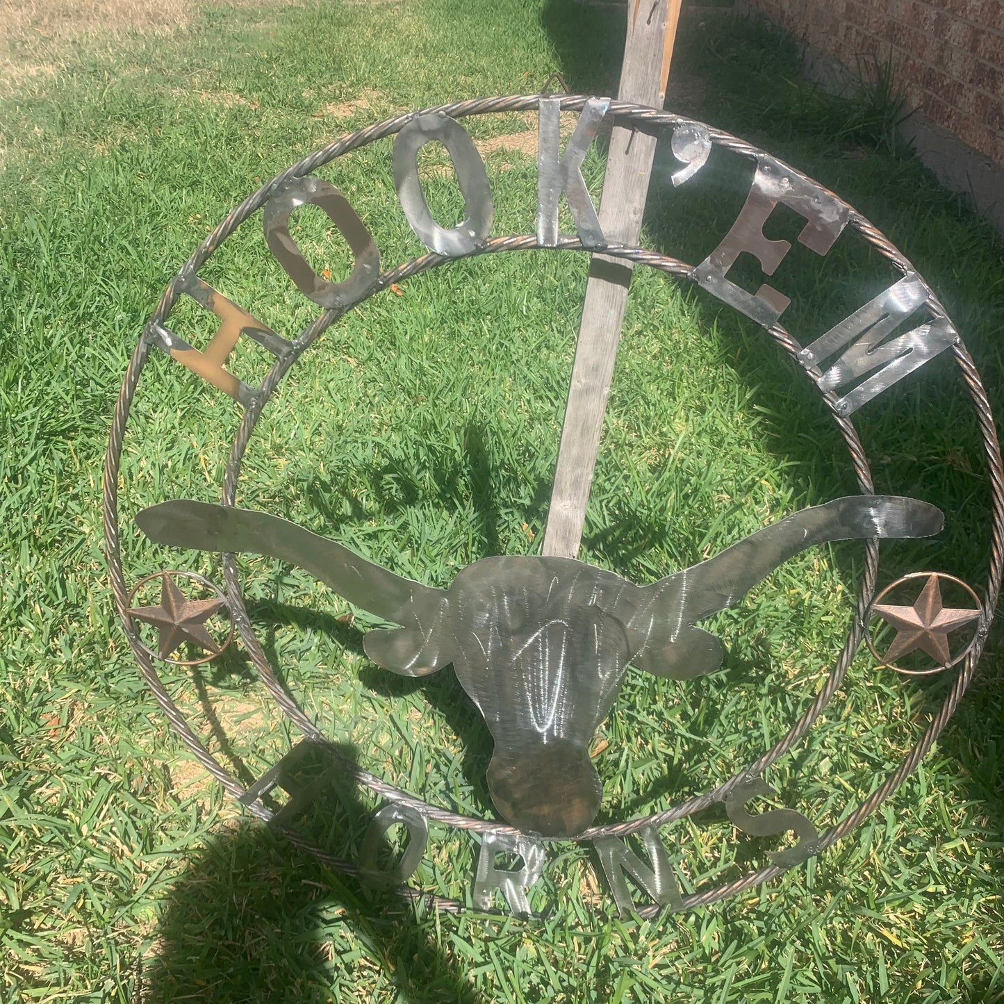 HOOKEM HORNS & LONE STAR TEXAS LONGHORNS HOOK EM RAW METAL UNPAINTED CUSTOM VINTAGE CRAFT WALL ART TEAM SIGN HANDMADE