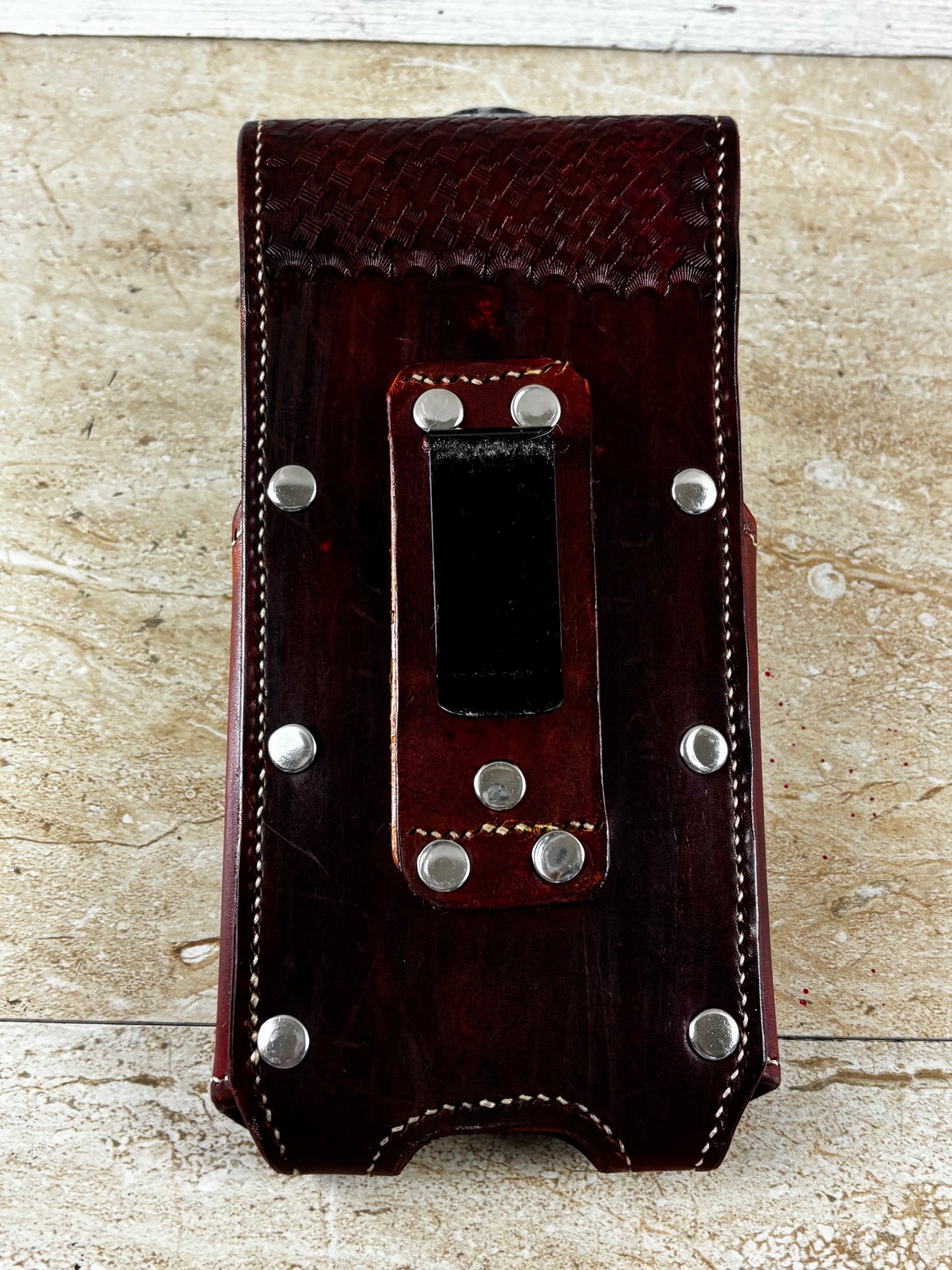 7" LONE STAR LEATHER HOLSTER BROWN STAR POUCH EXTRA LARGE  BELT LOOP CLIP CELL PHONE CASE UNIVERSAL HANDMADE #EH13808