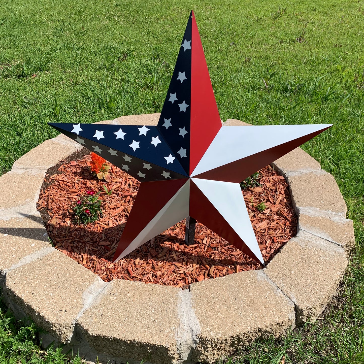 USA FLAG STAR STYLE# 5 RED WHITE & BLUE AMERICANA METAL BARN STAR WALL ART HANDMADE TO ORDER NEW #EH13380