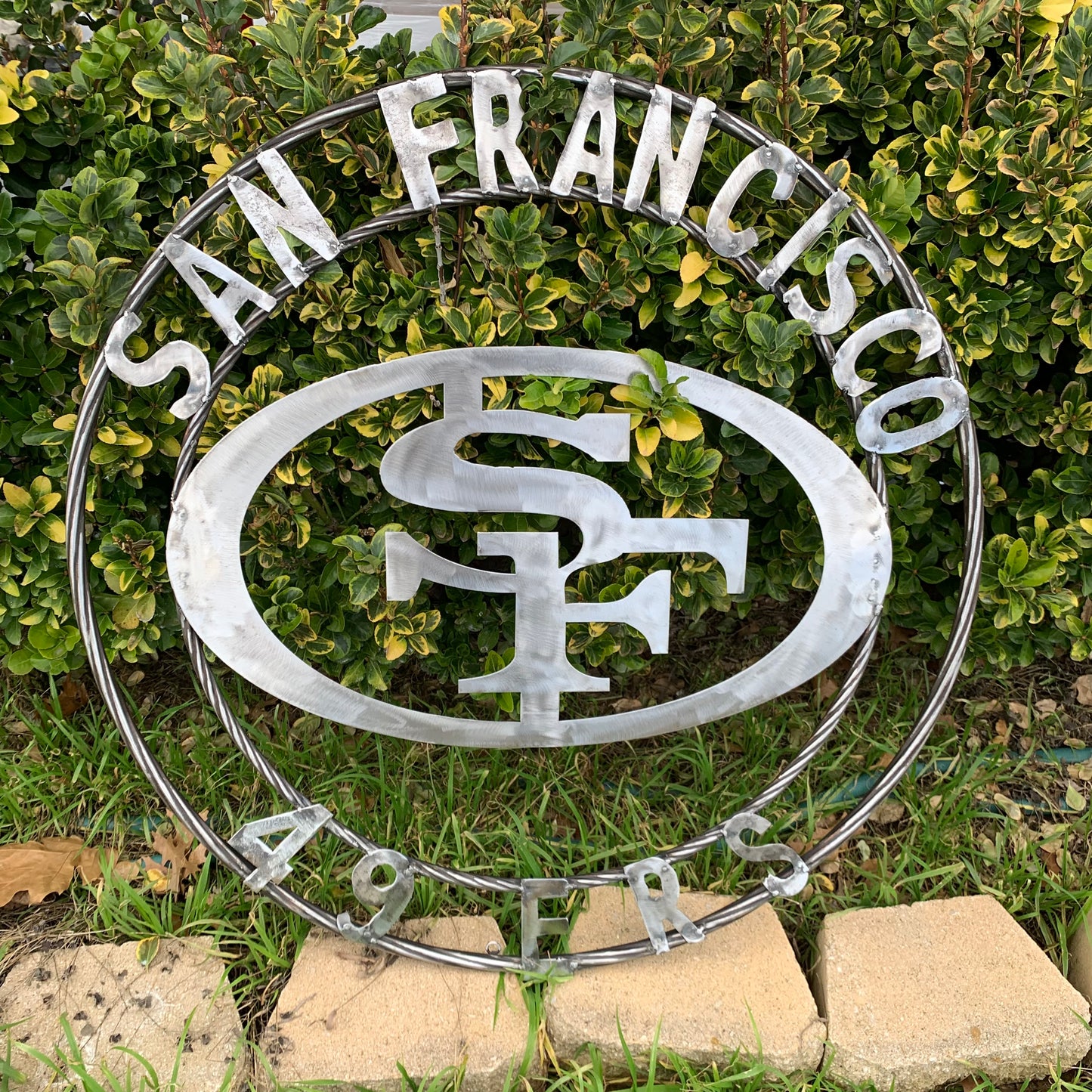 36" SAN FRANCISCO 49ERS CUSTOM RAW METAL VINTAGE CRAFT TEAM SIGN HAND MADE IN USA