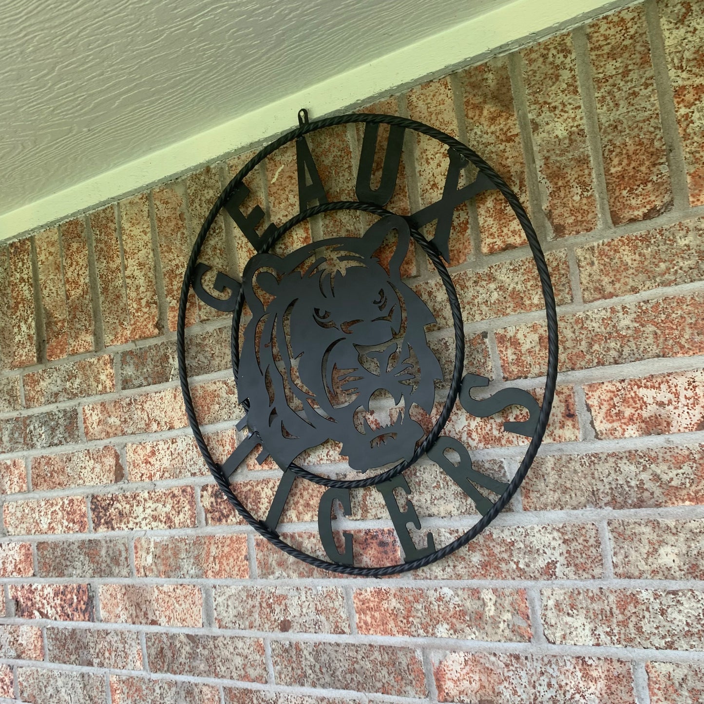 GEAUX TIGERS BLACK CUSTOM METAL VINTAGE CRAFT SIGN TEAM HANDMADE