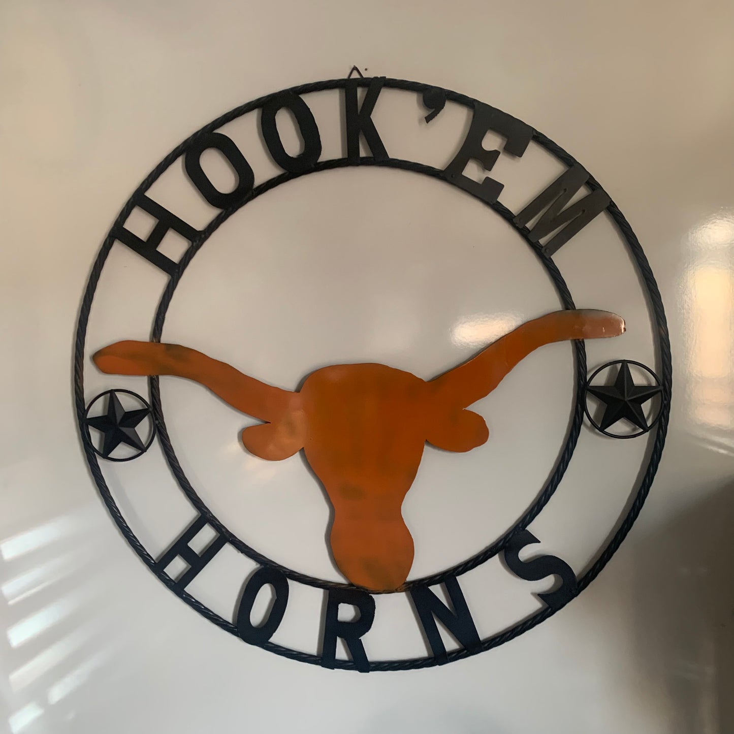 HOOKEM HORNS WITH LONE STAR TEXAS LONGHORNS HOOK EM METAL CUSTOM VINTAGE CRAFT WALL ART TEAM SIGN HANDMADE