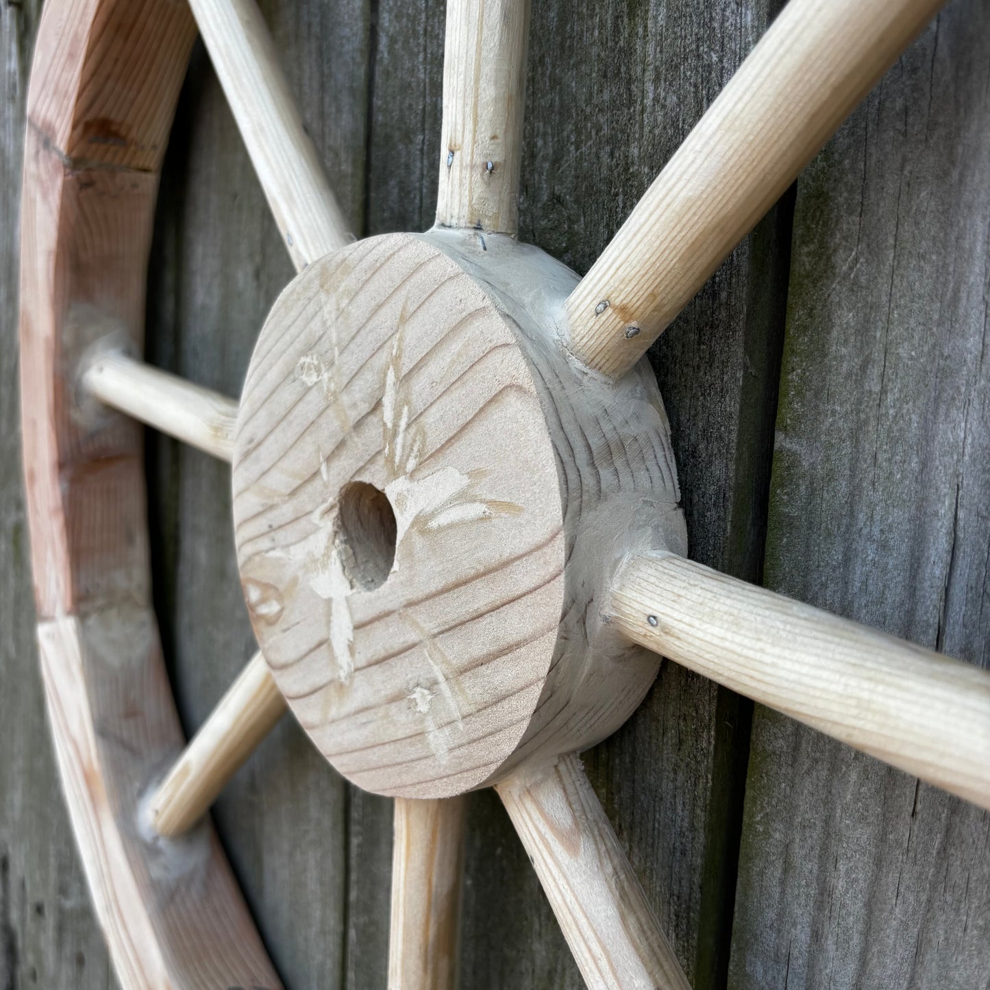 DECORATIVE WAGON WHEEL WOOD WALL ART WESTERN HOME DECOR HANDMADE TEXAS USA
