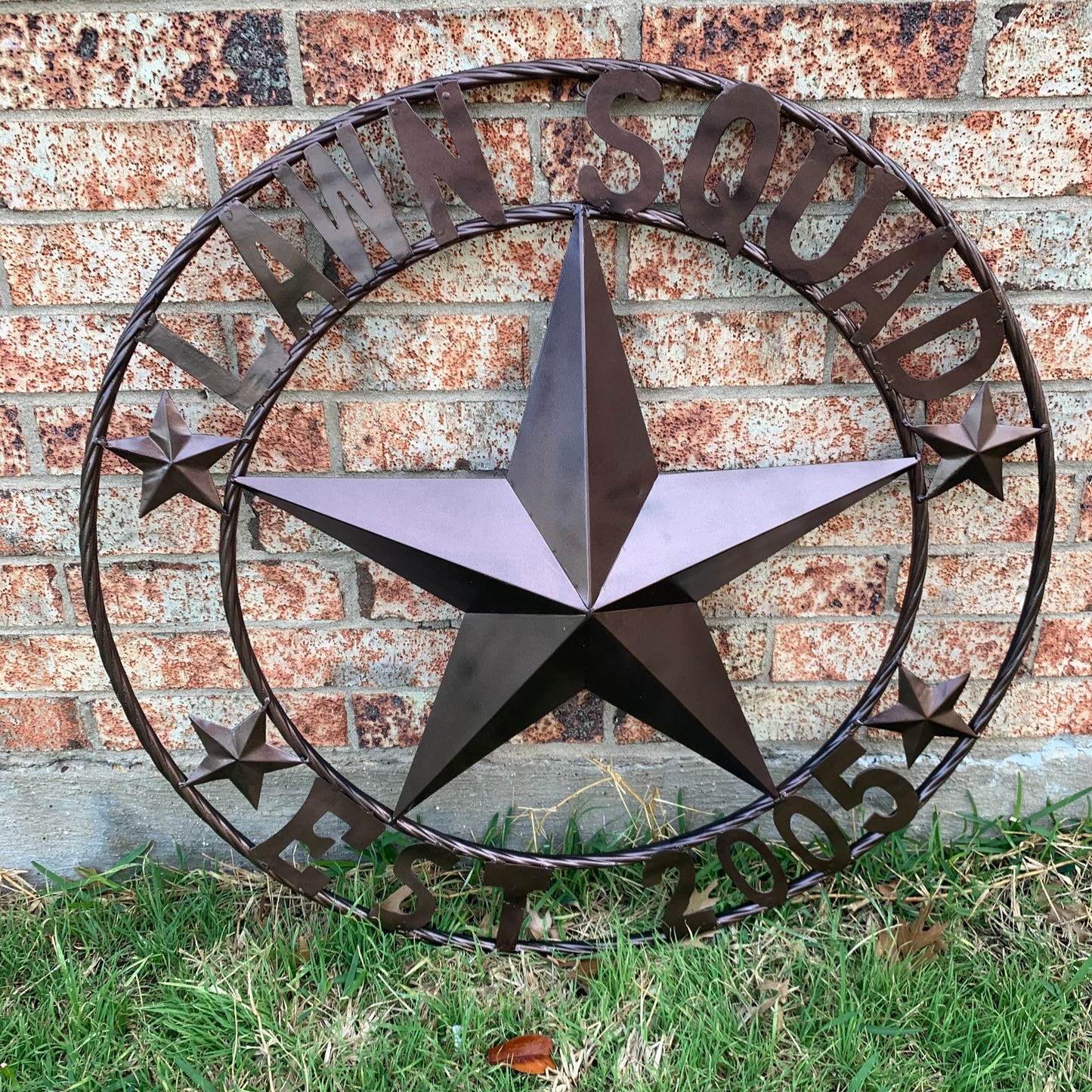LAWN SQUAD STYLE CUSTOM BARN STAR NAME YOUR CUSTOM NAME STAR METAL NAME BARN STAR WITH TWISTED ROPE RING DESIGN METAL WALL 3d STAR ART WESTERN HOME DECOR RUSTIC BRONZE NEW