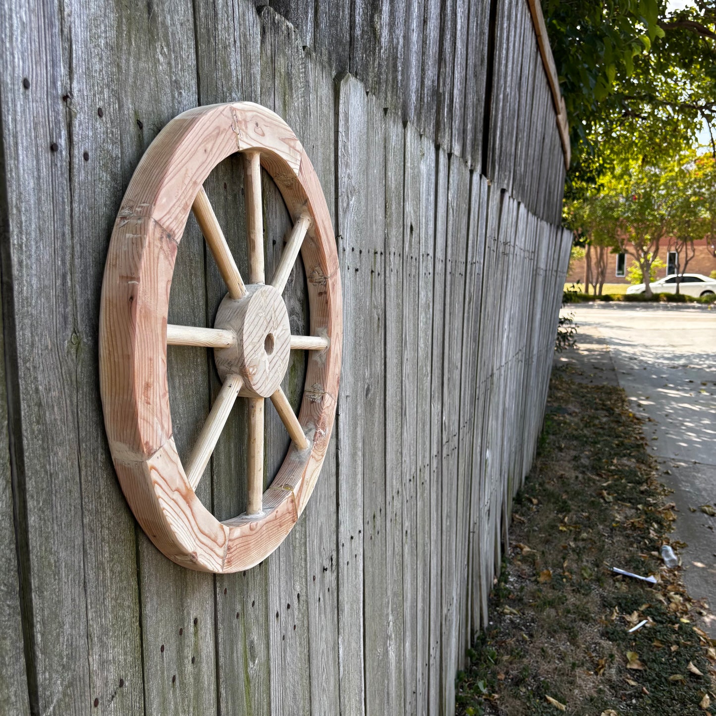 DECORATIVE WAGON WHEEL WOOD WALL ART WESTERN HOME DECOR HANDMADE TEXAS USA