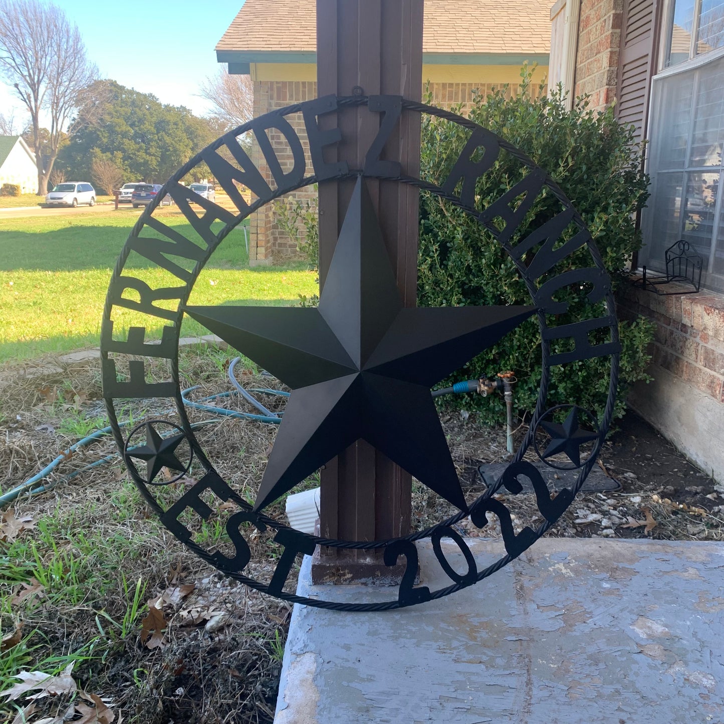 FERNANDEZ RANCH STYLE YOUR CUSTOM NAME STAR BARN STAR METAL LONE STAR WESTERN HOME DECOR RUSTIC BLACK HANDMADE 24",32",36",50"
