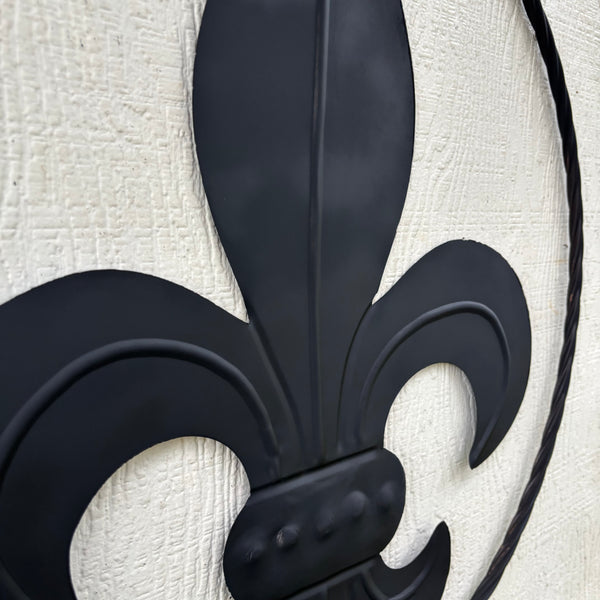 FLEUR DE LIS BLACK FLAT METAL WALL ART SIGN WESTERN HOME DECOR HANDMADE NEW 12",18",24",32"