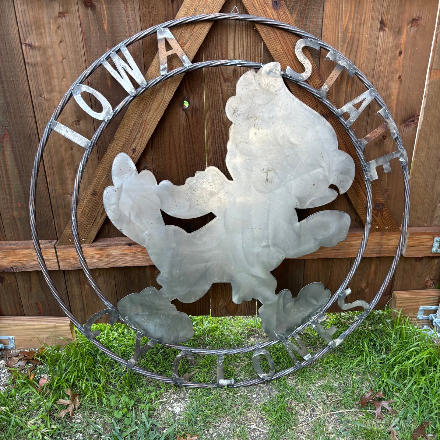 12", 18", 24", 32" IOWA STATE CYCLONES CUSTOM RAW METAL VINTAGE CRAFT TEAM SIGN HANDMADE 36",40",44",50"