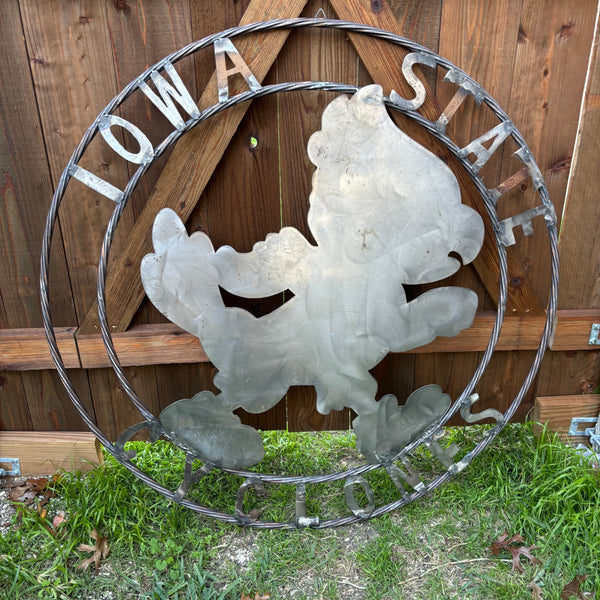 12", 18", 24", 32" IOWA STATE CYCLONES CUSTOM RAW METAL VINTAGE CRAFT TEAM SIGN HANDMADE 36",40",44",50"