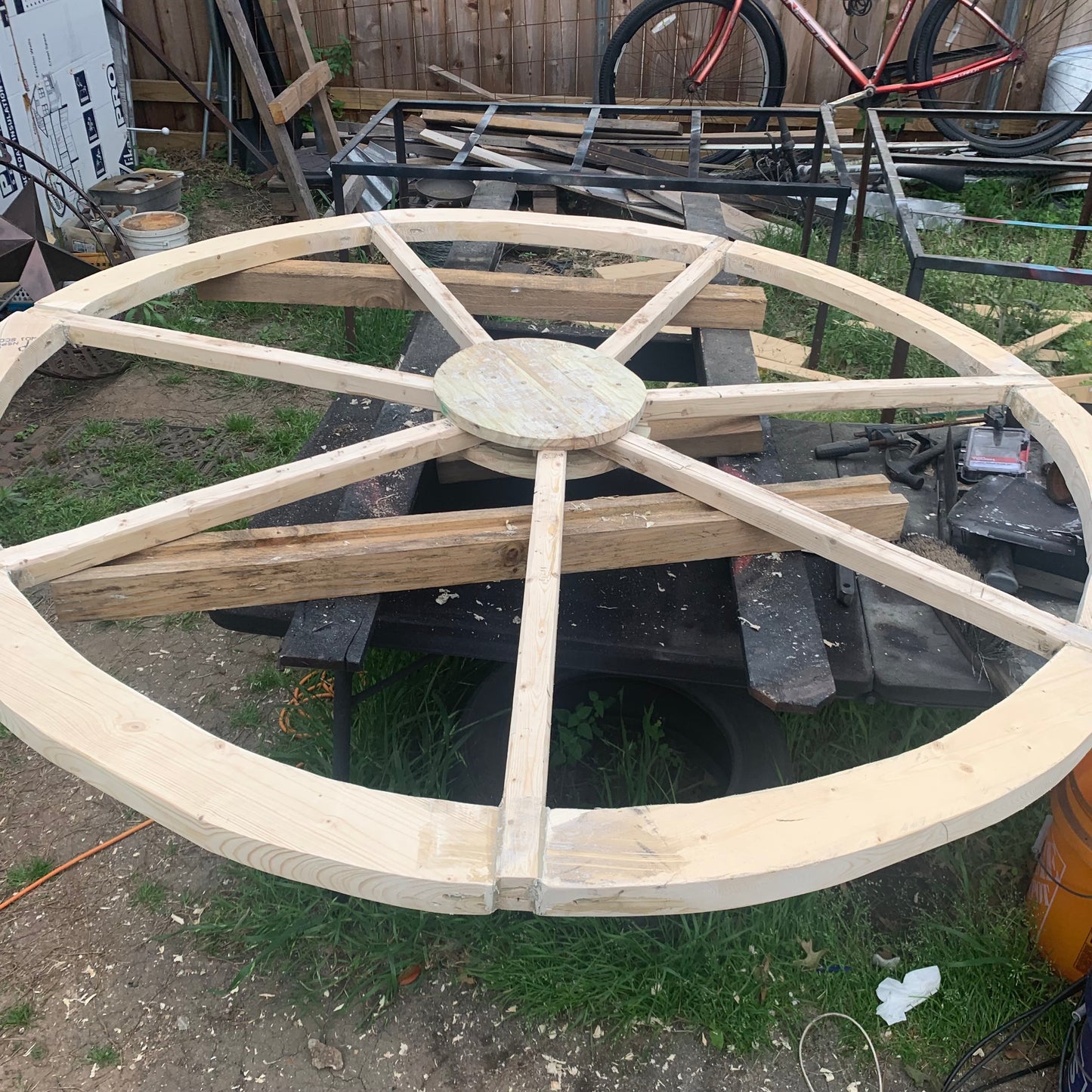 40",60" WAGON WHEEL NATURAL STAIN BARN WOOD WESTERN HOME DECOR RUSTIC HANDMADE NEW