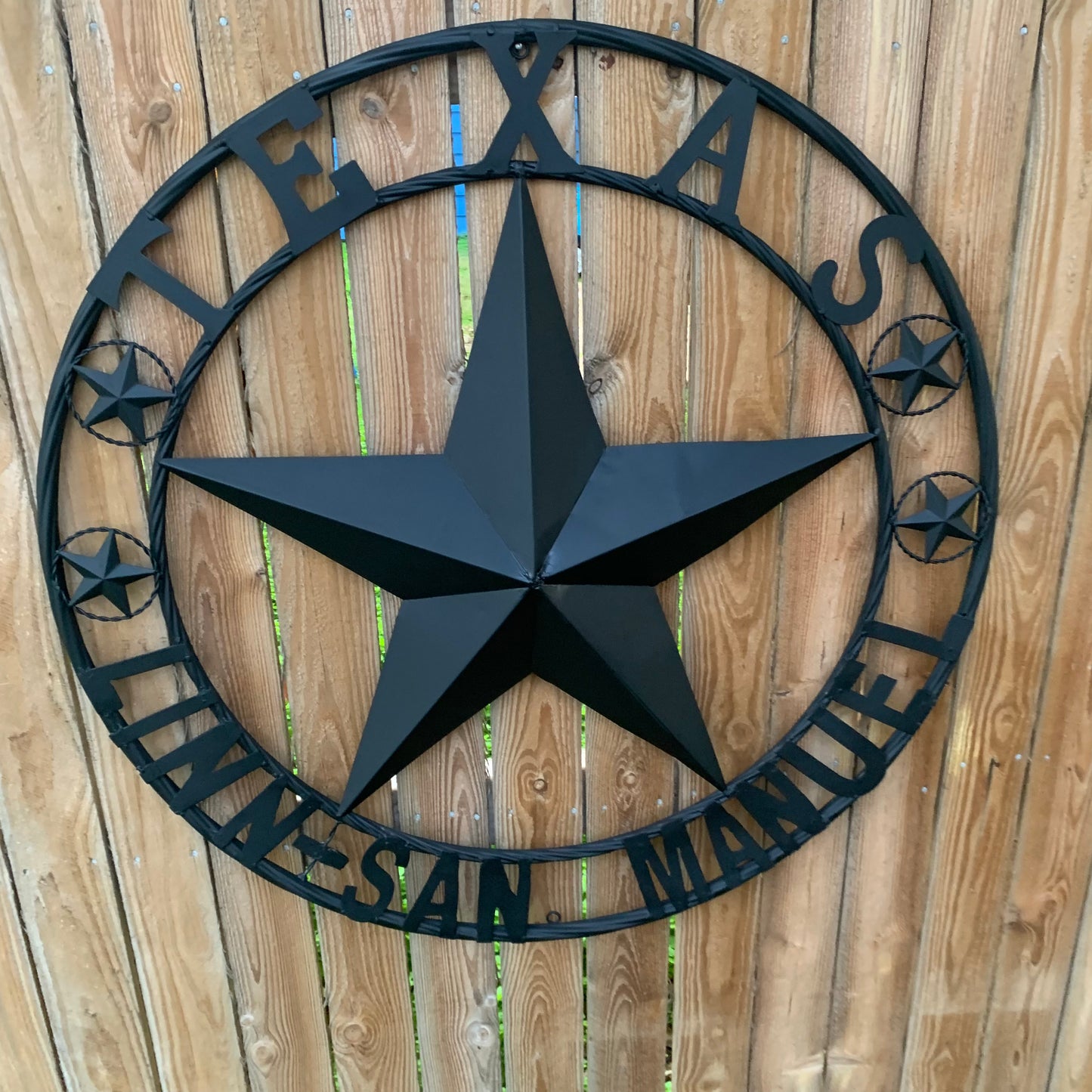 LINN SAN MANUEL STYLE YOUR CUSTOM NAME STAR METAL BARN LONE STAR 3d TWISTED ROPE RING WESTERN HOME DECOR HANDMADE NEW