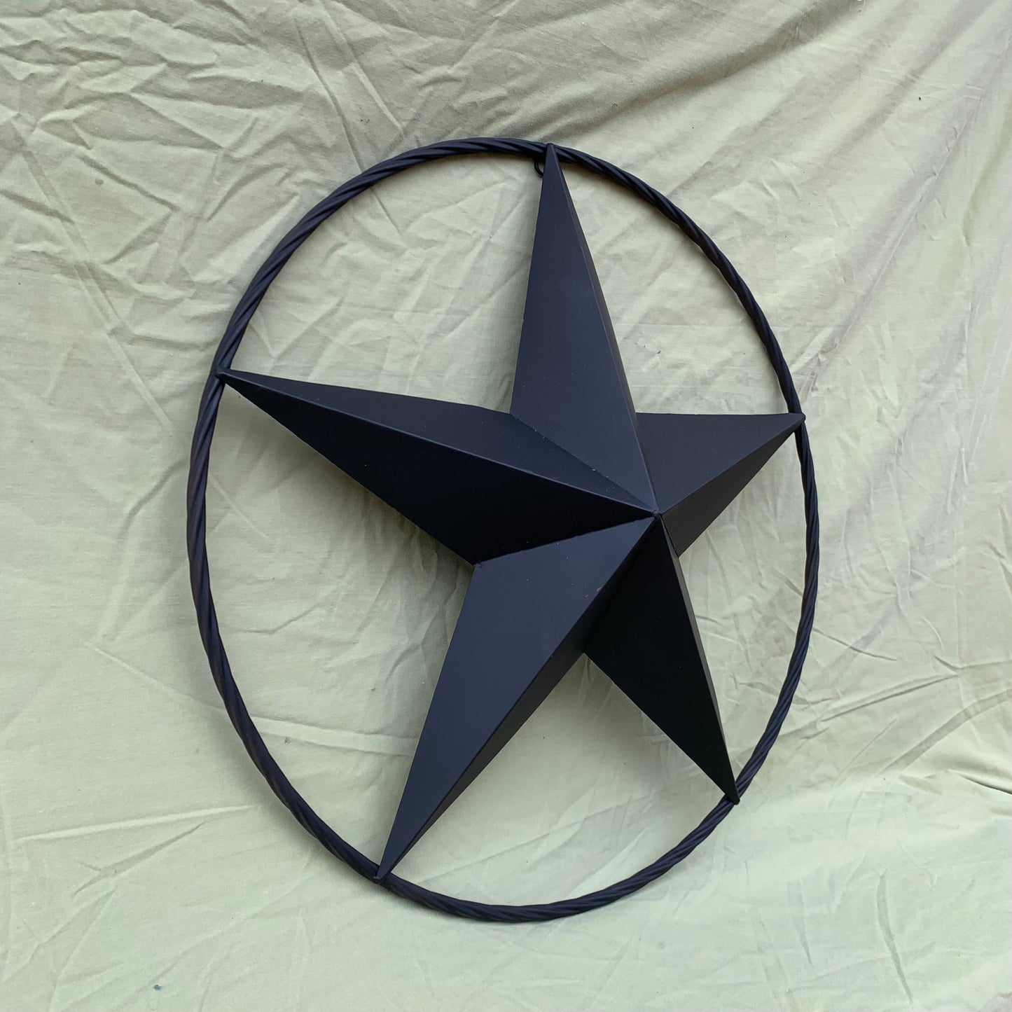 RUSTIC BLACK BARN STAR 3d TWISTED ROPE RING WESTERN HOME DECOR HANDMADE NEW 3" TO 72"-#EH10608