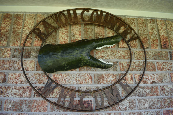 BAYOU COUNTRY SIGN CUSTOM METAL VINTAGE CRAFT SIGN WESTERN HOME DECOR HANDMADE 31" & 22"
