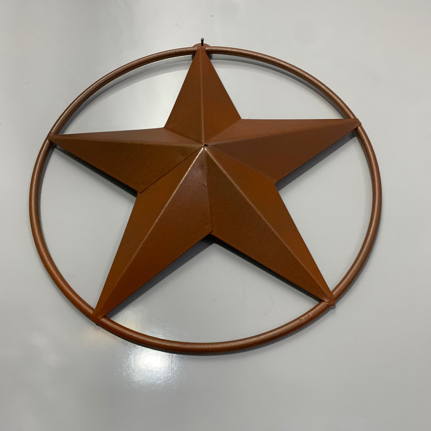 ORANGE COPPER SOLID RING BARN STAR 3",4",6",9",12" METAL LONE STAR WESTERN HOME DECOR HANDMADE-#EH10026