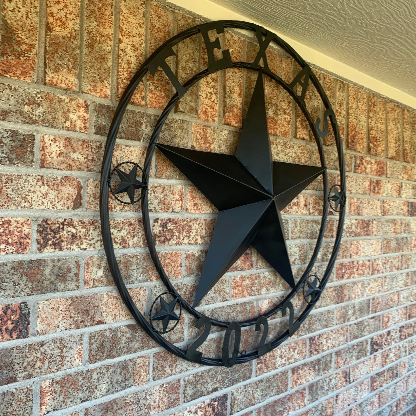 TEXAS 2022 STYLE CUSTOM NAME STAR BARN METAL LONE STAR 3d TWISTED ROPE RING WESTERN HOME DECOR RUSTIC  BLACK HANDMADE 24",32",34",36",40",42",44",46",50"