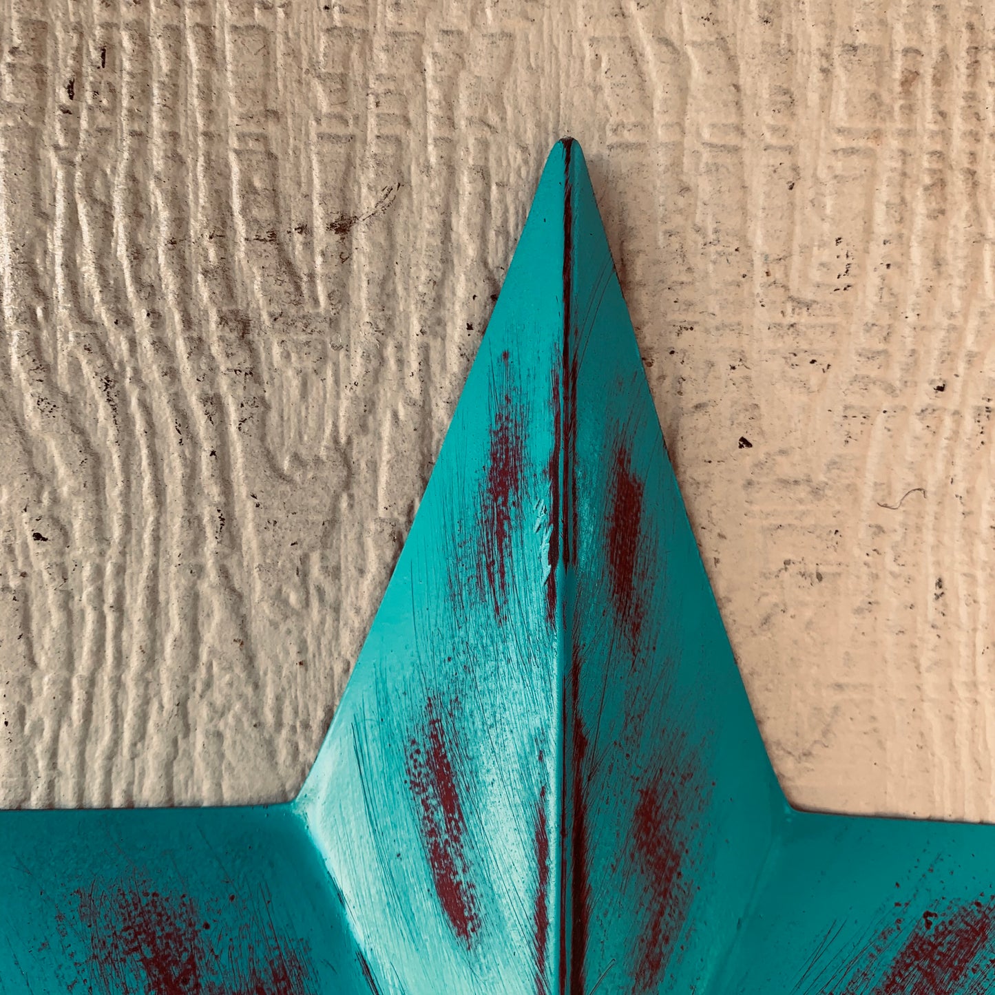 TURQUOISE DISTRESSED TWO TONE BARN STAR METAL ART WESTERN HOME DECOR HANDMADE NEW